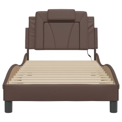 Cadre de lit avec LED sans matelas marron 80x200 cm 