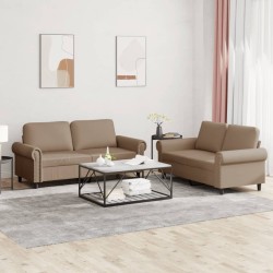 Ensemble de canapés 2 pcs avec coussins Cappuccino Similicuir 