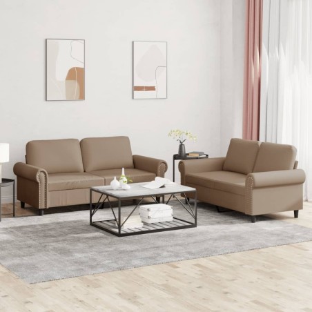 Ensemble de canapés 2 pcs avec coussins Cappuccino Similicuir 