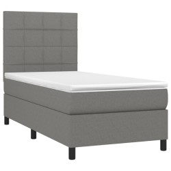 Sommier à lattes de lit avec matelas et LED Gris foncé 90x200cm 
