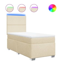 Sommier à lattes de lit avec matelas Crème 90x200 cm Tissu 