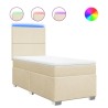 Sommier à lattes de lit avec matelas Crème 90x200 cm Tissu 