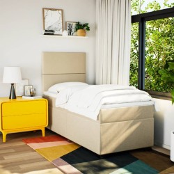Sommier à lattes de lit avec matelas Crème 90x200 cm Tissu 