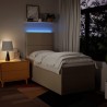 Sommier à lattes de lit avec matelas Crème 90x200 cm Tissu 