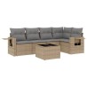 Salon de jardin avec coussins 6 pcs beige résine tressée 