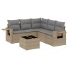 Salon de jardin avec coussins 6 pcs beige résine tressée 