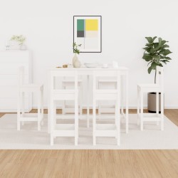 Ensemble de bar 7 pcs Blanc Bois de pin massif 