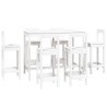 Ensemble de bar 7 pcs Blanc Bois de pin massif 