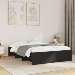 Cadre de lit sans matelas noir 135x190 cm bois d'ingénierie 