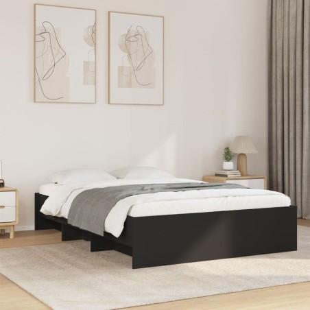 Cadre de lit sans matelas noir 135x190 cm bois d'ingénierie 