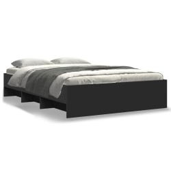 Cadre de lit sans matelas noir 135x190 cm bois d'ingénierie 