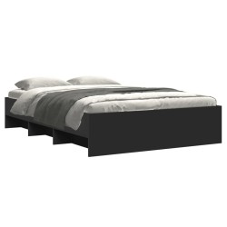 Cadre de lit sans matelas noir 135x190 cm bois d'ingénierie 