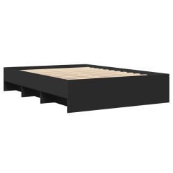 Cadre de lit sans matelas noir 135x190 cm bois d'ingénierie 