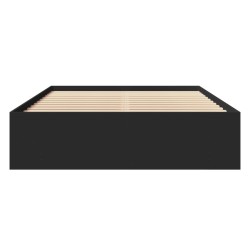 Cadre de lit sans matelas noir 135x190 cm bois d'ingénierie 