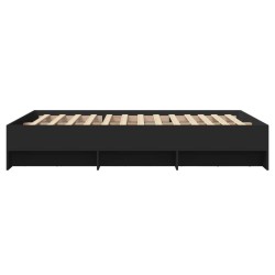 Cadre de lit sans matelas noir 135x190 cm bois d'ingénierie 
