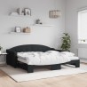 Lit de jour avec gigogne et matelas noir 90x190 cm tissu 