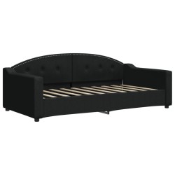 Lit de jour avec gigogne et matelas noir 90x190 cm tissu 