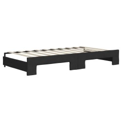 Lit de jour avec gigogne et matelas noir 90x190 cm tissu 