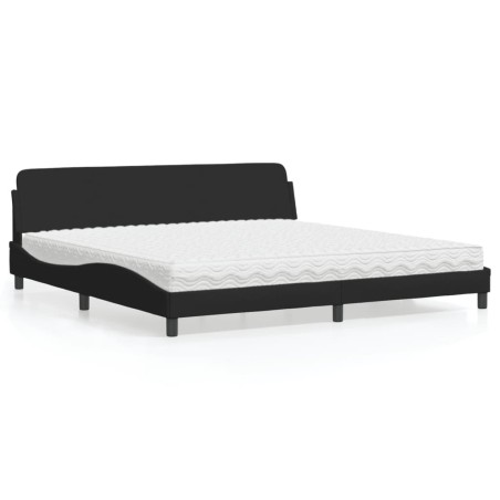 Lit avec matelas noir 200x200 cm tissu 