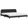 Lit avec matelas noir 200x200 cm tissu 