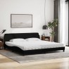 Lit avec matelas noir 200x200 cm tissu 