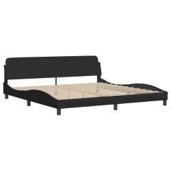 Lit avec matelas noir 200x200 cm tissu 