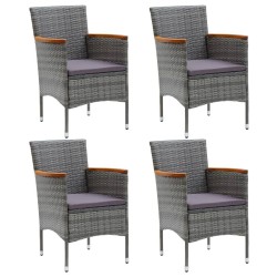 Ensemble à manger de jardin coussins 5pcs Résine tressée Gris 
