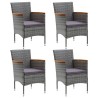 Ensemble à manger de jardin coussins 5pcs Résine tressée Gris 