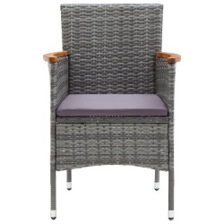 Ensemble à manger de jardin coussins 5pcs Résine tressée Gris 