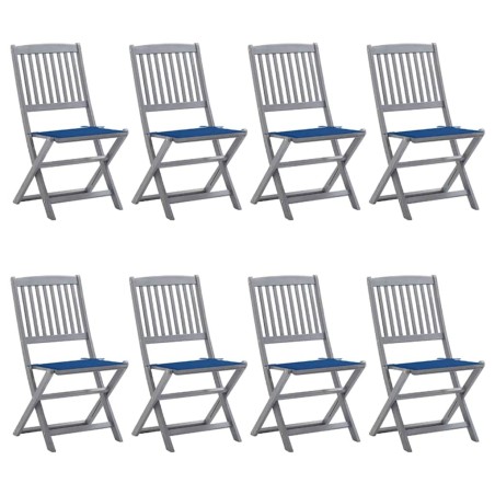 Chaises pliables d'extérieur lot de 8 et coussins Bois d'acacia 