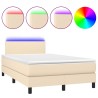 Sommier à lattes de lit matelas et LED crème 120x190 cm tissu 