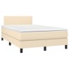Sommier à lattes de lit matelas et LED crème 120x190 cm tissu 