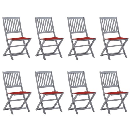 Chaises pliables d'extérieur lot de 8 et coussins Bois d'acacia 