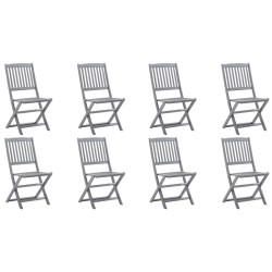 Chaises pliables d'extérieur lot de 8 et coussins Bois d'acacia 