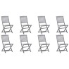 Chaises pliables d'extérieur lot de 8 et coussins Bois d'acacia 