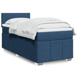 Sommier à lattes de lit avec matelas Bleu 90x190 cm Tissu 