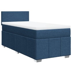 Sommier à lattes de lit avec matelas Bleu 90x190 cm Tissu 