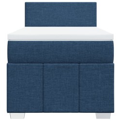 Sommier à lattes de lit avec matelas Bleu 90x190 cm Tissu 