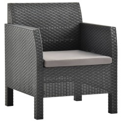 Salon de jardin 2 pcs avec coussins PP Rotin Anthracite 