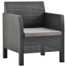 Salon de jardin 2 pcs avec coussins PP Rotin Anthracite 