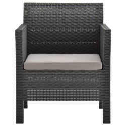 Salon de jardin 2 pcs avec coussins PP Rotin Anthracite 