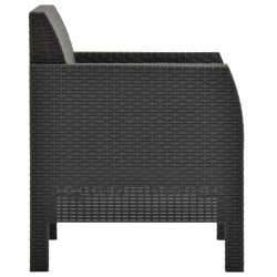 Salon de jardin 2 pcs avec coussins PP Rotin Anthracite 