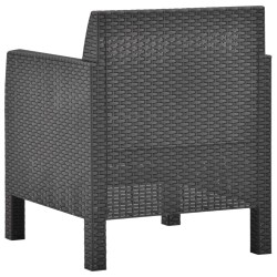 Salon de jardin 2 pcs avec coussins PP Rotin Anthracite 