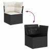 Salon de jardin 6 pcs avec coussins noir résine tressée 