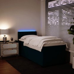 Sommier à lattes de lit avec matelas bleu 90x200 cm velours 