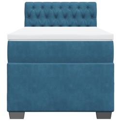 Sommier à lattes de lit avec matelas bleu 90x200 cm velours 