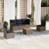 Salon de jardin 6 pcs avec coussins gris résine tressée 