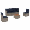 Salon de jardin 6 pcs avec coussins gris résine tressée 