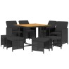 Ensemble à manger de jardin coussins 9pcs Résine tressée Noir 