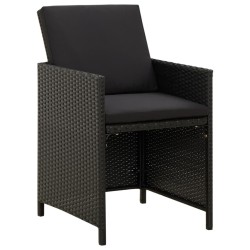 Ensemble à manger de jardin coussins 9pcs Résine tressée Noir 